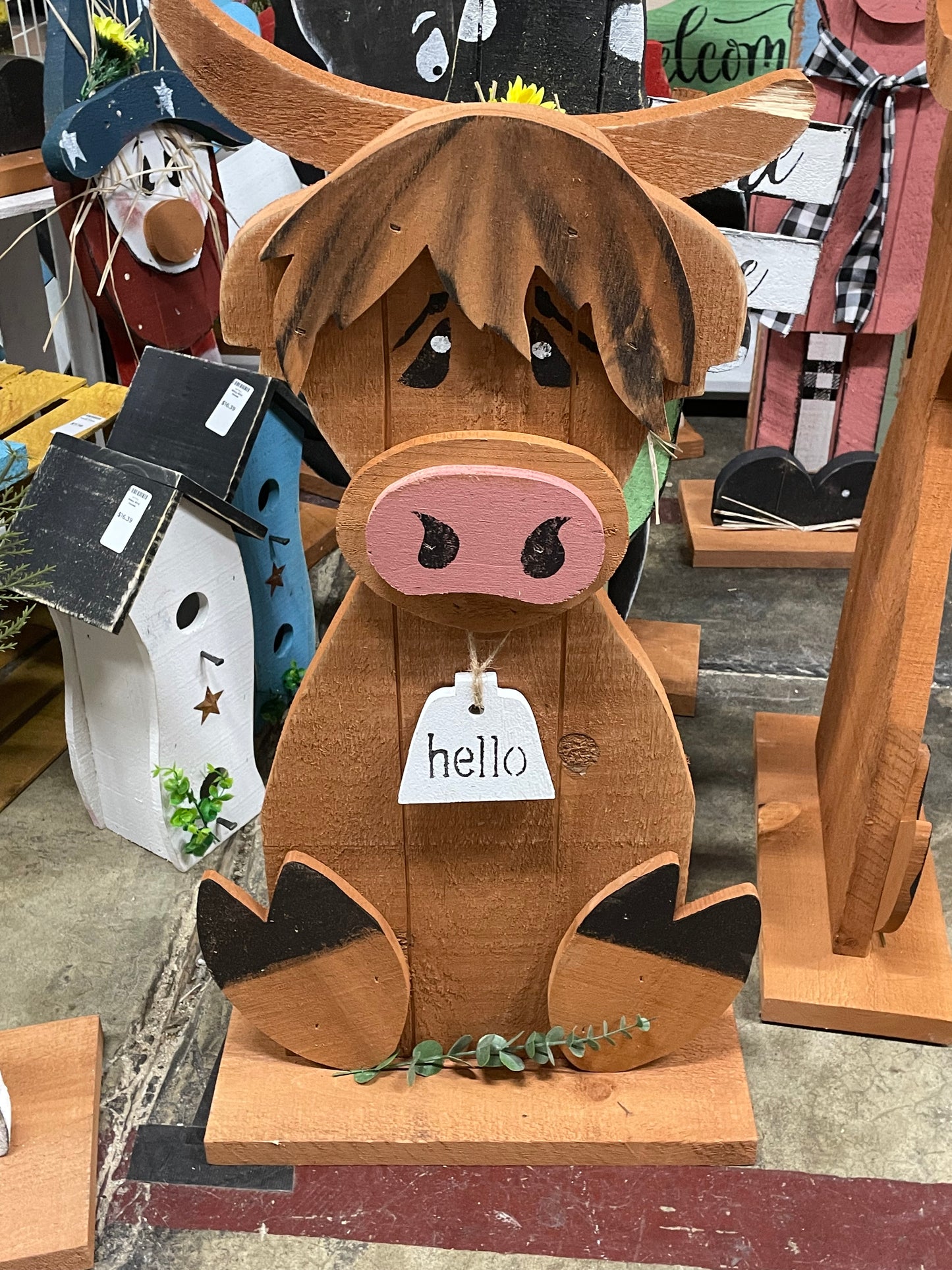 Highland Cow Wood Sign